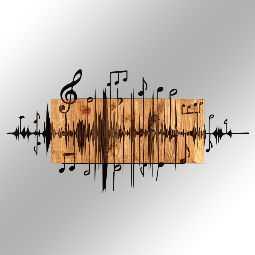 Zidna dekoracija 90x47 cm muzičke note drvo/metal