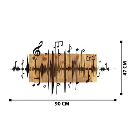 Zidna dekoracija 90x47 cm muzičke note drvo/metal