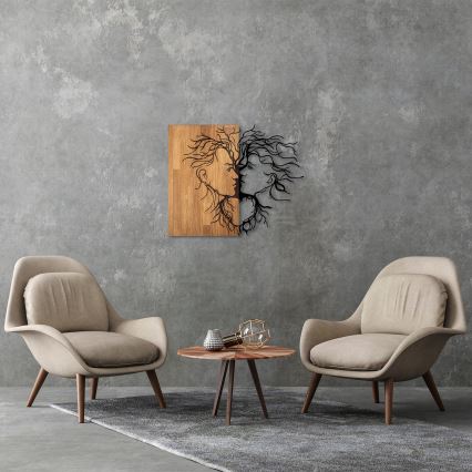 Zidna dekoracija 96x79 cm Ljubav — drvo/metal