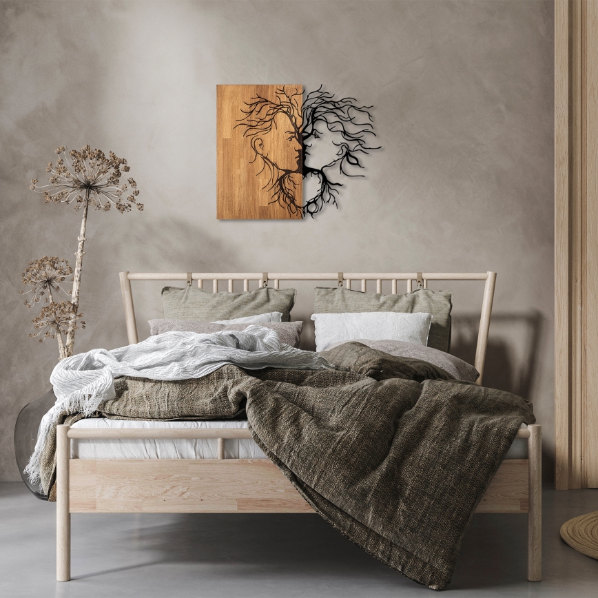 Zidna dekoracija 96x79 cm Ljubav — drvo/metal