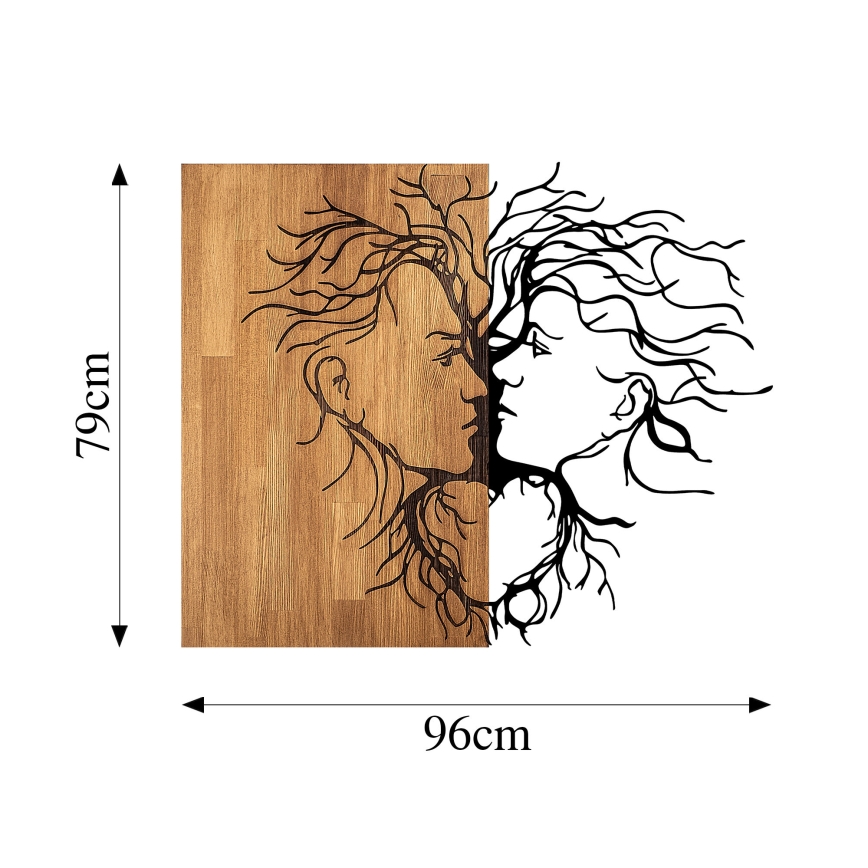 Zidna dekoracija 96x79 cm Ljubav — drvo/metal