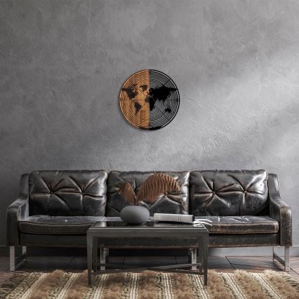 Zidna dekoracija, mapa, prečnik 56 cm, drvo/metal