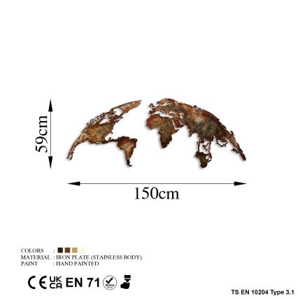 Zidna dekoracija, set od 2 kom, 150x59, planeta, metal