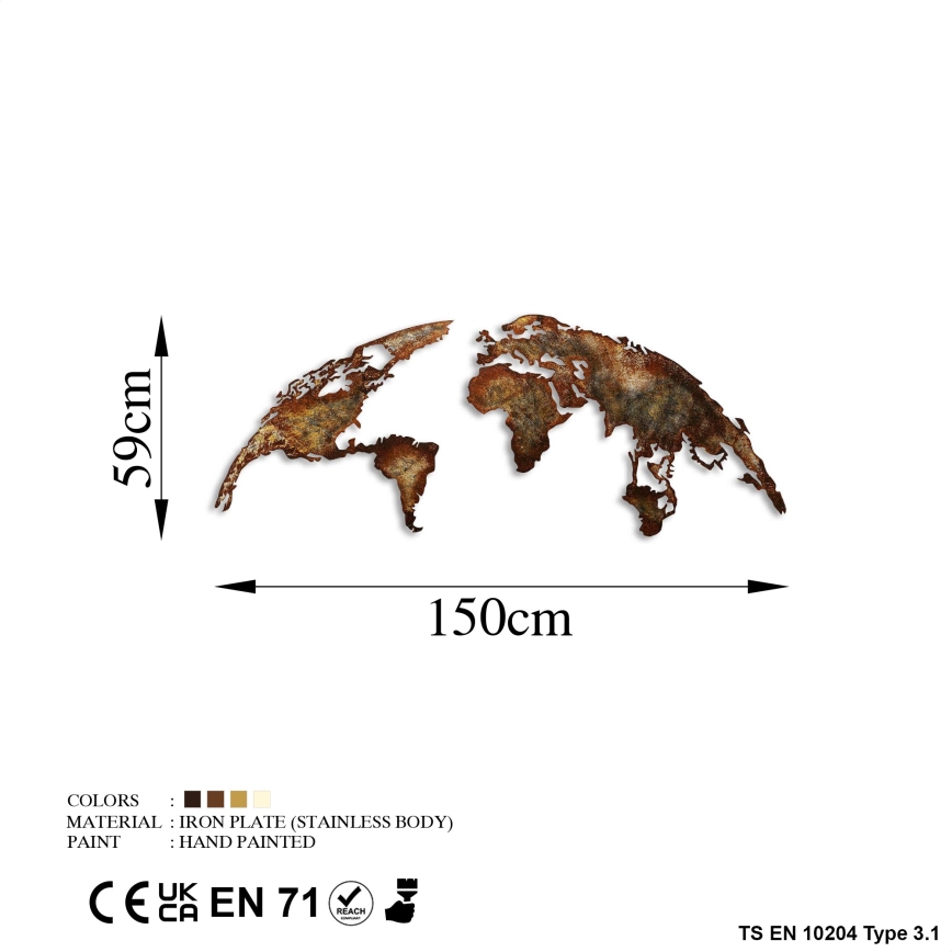 Zidna dekoracija, set od 2 kom, 150x59, planeta, metal