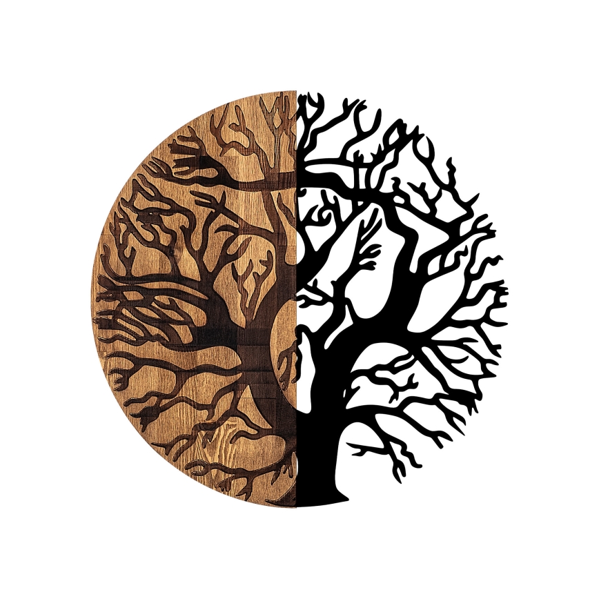 Zidna dekoracija Ø 56 cm, motiv drveta, drvo/metal