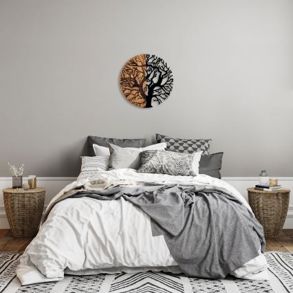 Zidna dekoracija Ø 56 cm, motiv drveta, drvo/metal