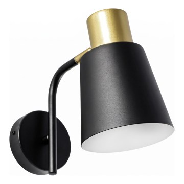 Zidna lampa 1xE27/20W/230V crna/zlatna