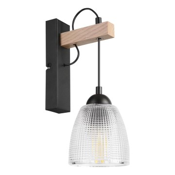 Zidna lampa LEANDRA 1xE27/15W/230V hrast/crna