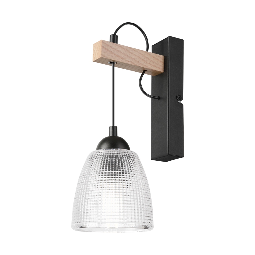 Zidna lampa LEANDRA 1xE27/15W/230V hrast/crna