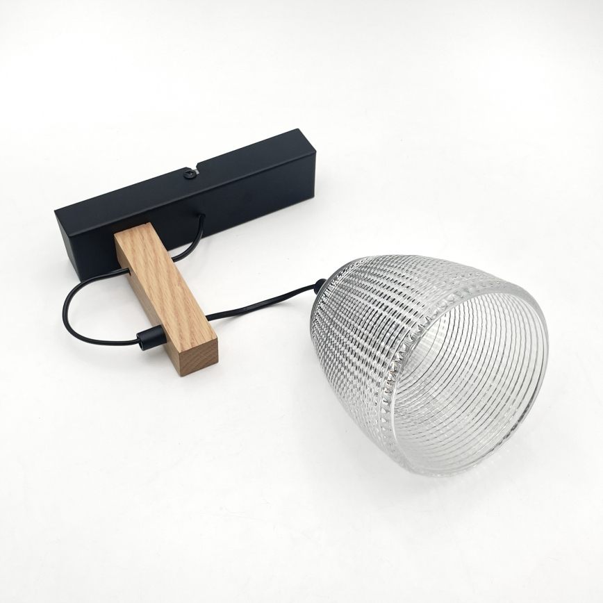Zidna lampa LEANDRA 1xE27/15W/230V hrast/crna