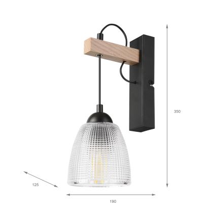 Zidna lampa LEANDRA 1xE27/15W/230V hrast/crna