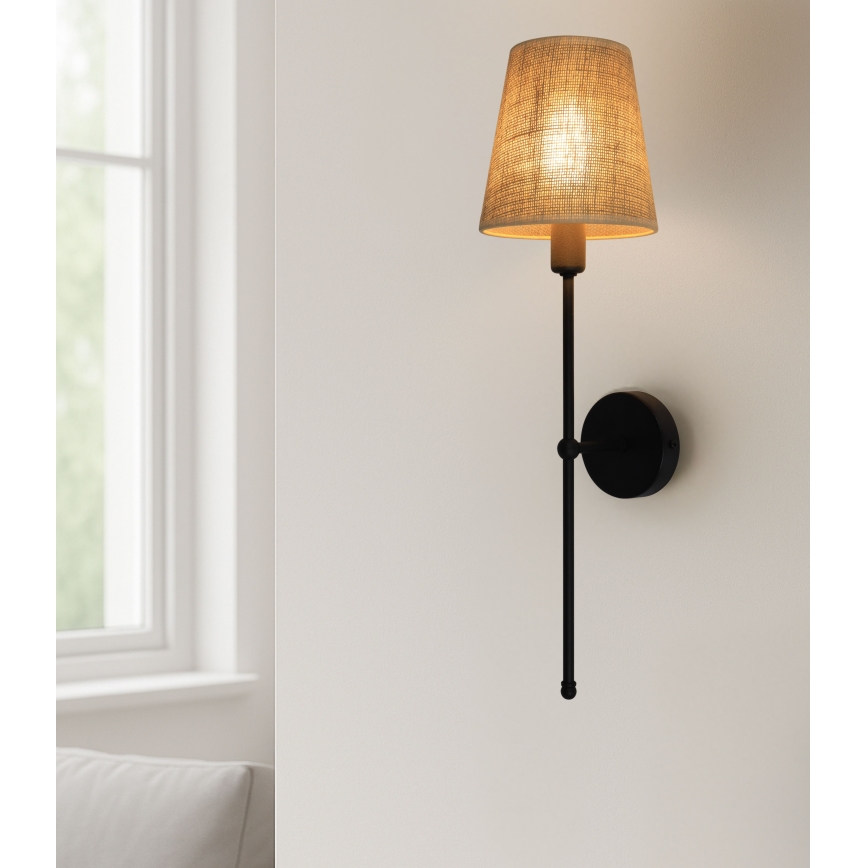 Zidna lampa MADELA 1xE14/40W/230V juta/crna