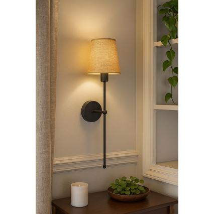 Zidna lampa MADELA 1xE14/40W/230V juta/crna