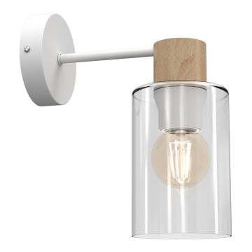Zidna lampa MADERA 1xE27/60W/230V bela/drvo