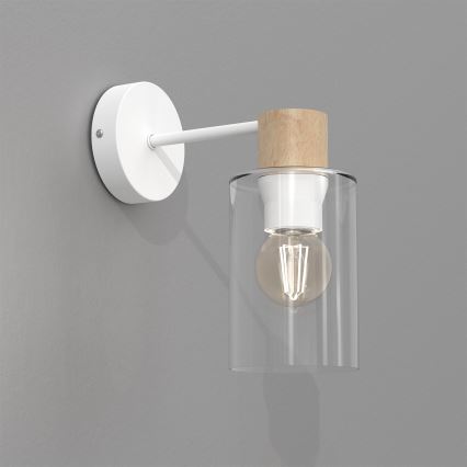 Zidna lampa MADERA 1xE27/60W/230V bela/drvo