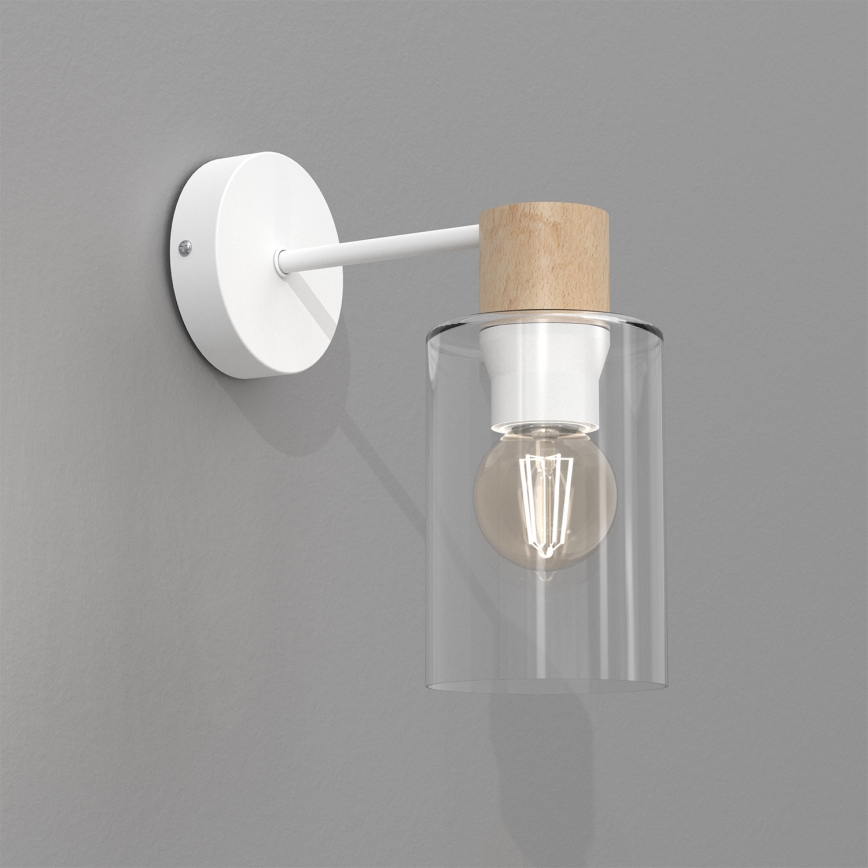Zidna lampa MADERA 1xE27/60W/230V bela/drvo