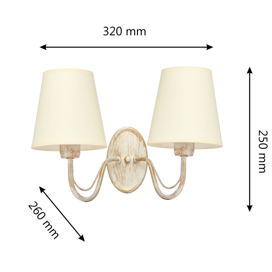 Zidna lampa MALBO 2xE27/15W/230V bež