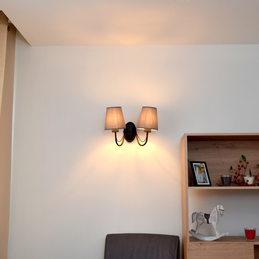 Zidna lampa MALBO 2xE27/15W/230V siva/crna