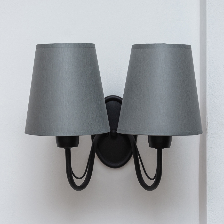 Zidna lampa MALBO 2xE27/15W/230V siva/crna