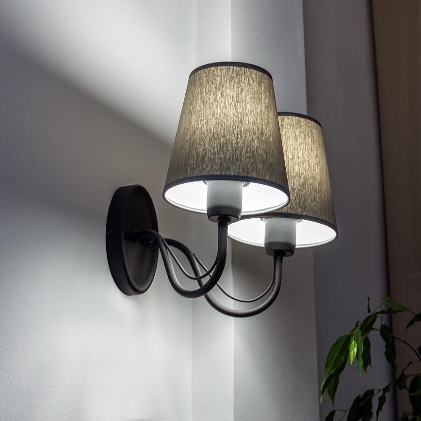Zidna lampa MALBO 2xE27/15W/230V siva/crna