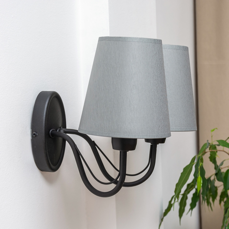 Zidna lampa MALBO 2xE27/15W/230V siva/crna