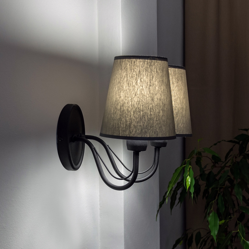 Zidna lampa MALBO 2xE27/15W/230V siva/crna