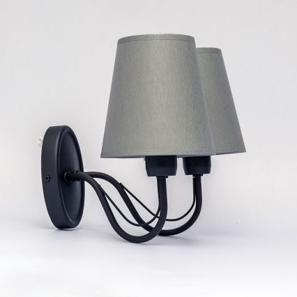 Zidna lampa MALBO 2xE27/15W/230V siva/crna