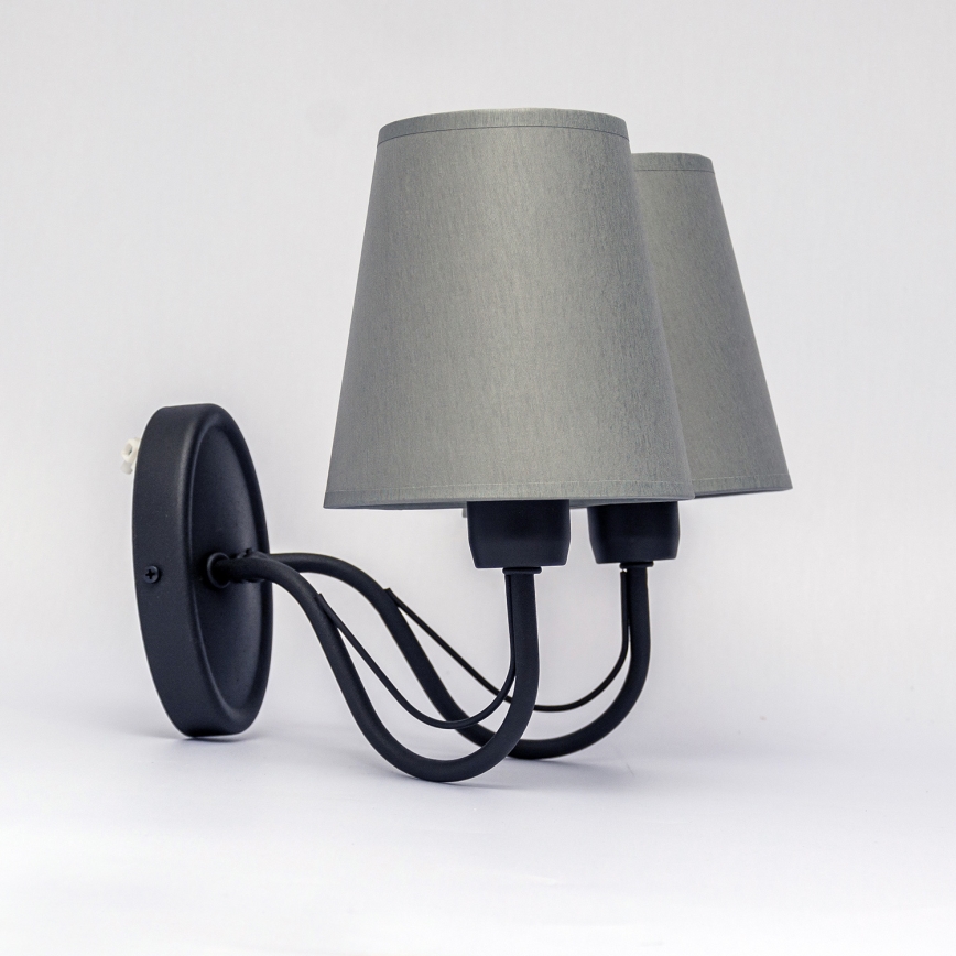 Zidna lampa MALBO 2xE27/15W/230V siva/crna