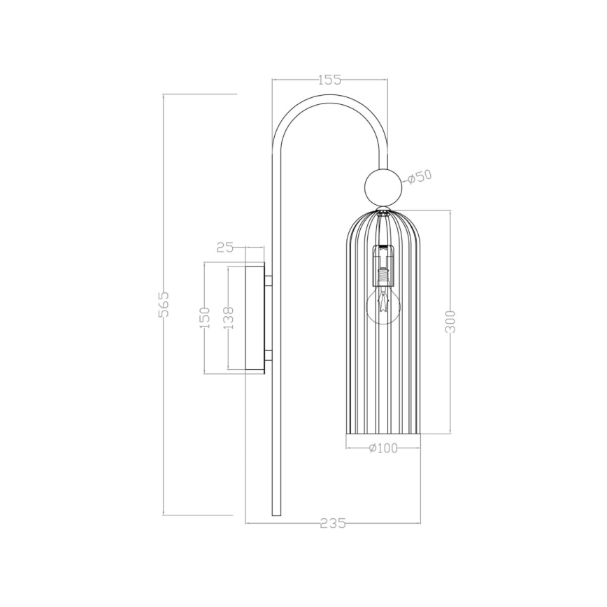 Zidna lampa PIEGA 1xE14/40W/230V mesing/zadimljena crna