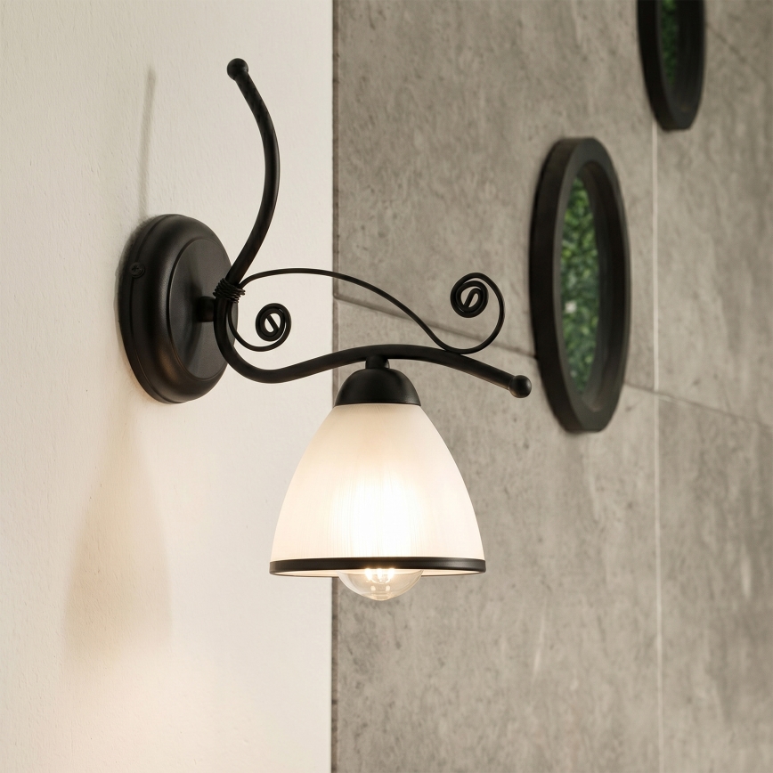 Zidna lampa RETRO 1xE27/60W/230V crna/bela