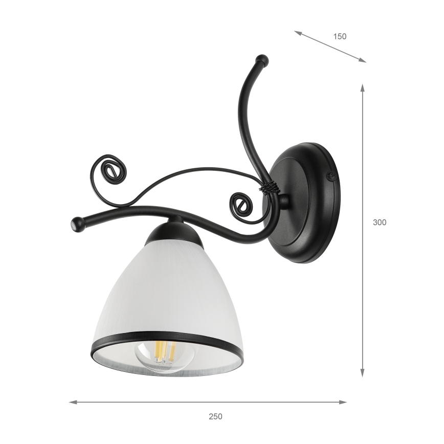 Zidna lampa RETRO 1xE27/60W/230V crna/bela