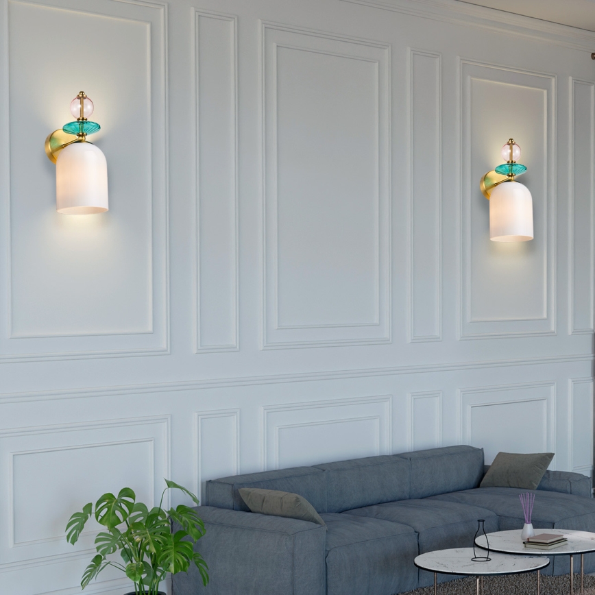 Zidna lampa TROPEA 1xE27/15W/230V zlatna/zadimljena ružičasta/plava/bela