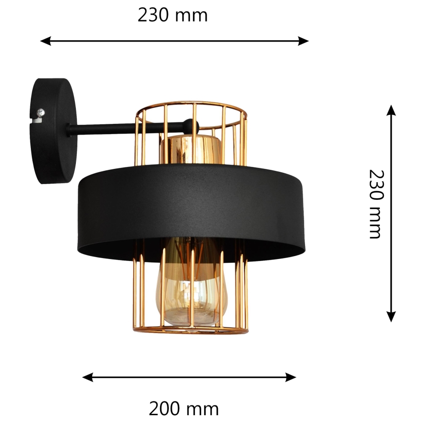 Zidna lampa VOLTA 1xE27/15W/230V 23 cm crna/ružičasto zlato