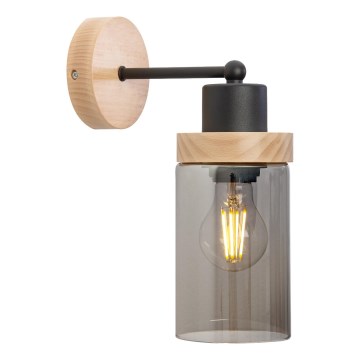 Zidna lampa WOODNEST 1xE27/15W/230V borovina/dimljeno crna