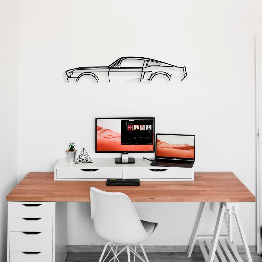 Zidna metalna dekoracija 70x15 cm — automobil