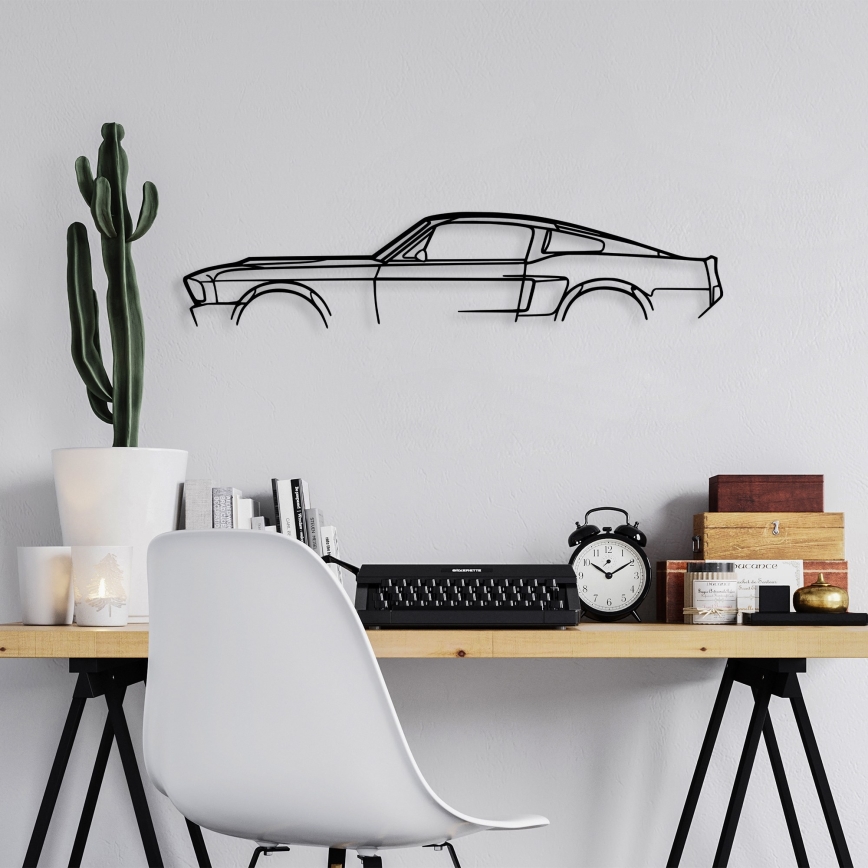 Zidna metalna dekoracija 70x15 cm — automobil