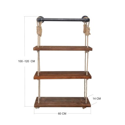 Zidna polica 120x60 cm, izrađena od smreke