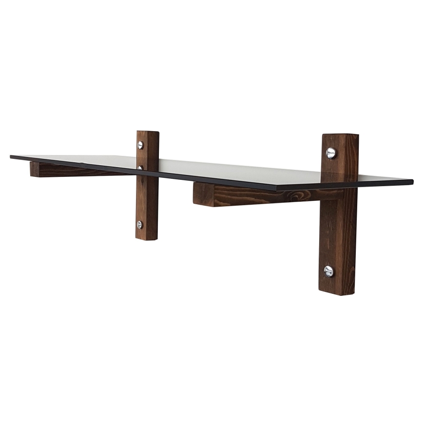 Zidna polica 85x25 cm borovina/crna