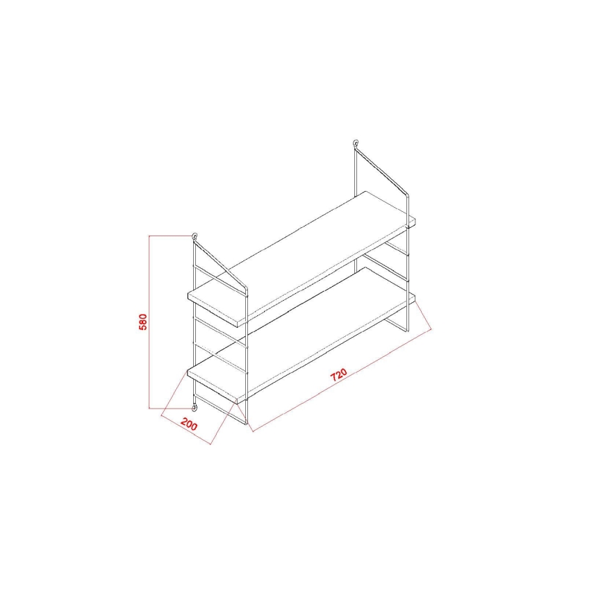 Zidna polica ARMONI 58x72 cm braon/crna