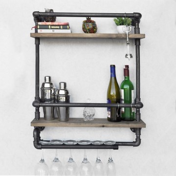 Zidna polica BORU 67x60 cm braon/crna
