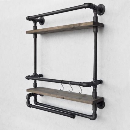 Zidna polica BORU 67x60 cm braon/crna