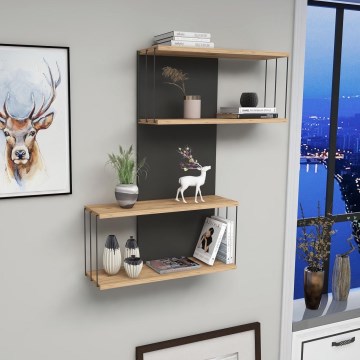 Zidna polica DESTAN 96x65 cm antracit/braon