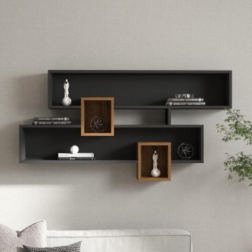 Zidna polica KAREN 120x72,2 cm antracit/braon