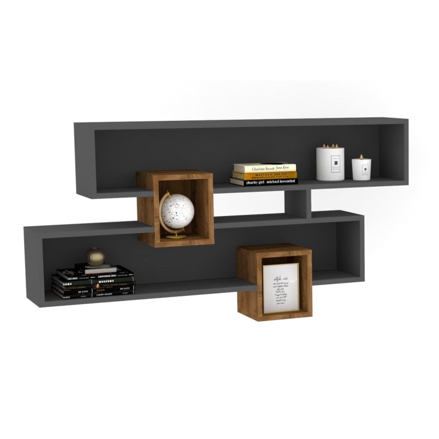 Zidna polica KAREN 120x72,2 cm antracit/braon