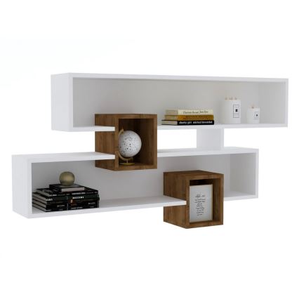 Zidna polica KAREN 120x72,2 cm bela/orah