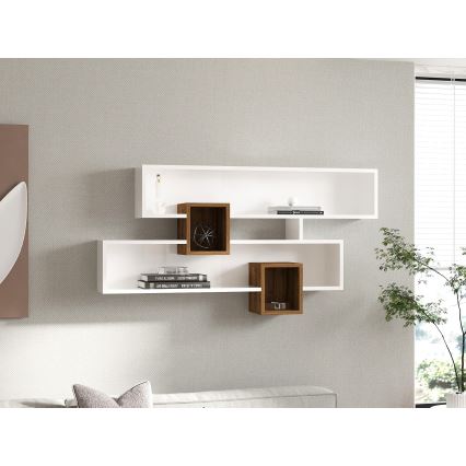 Zidna polica KAREN 120x72,2 cm bela/orah