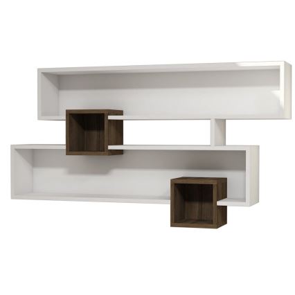 Zidna polica KAREN 120x72,2 cm bela/orah