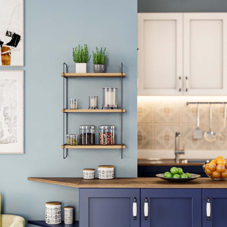 Zidna polica PULALIS 66x40 cm braon/crna