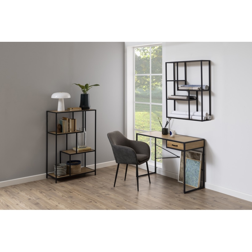 Zidna polica SARON hrast/crna