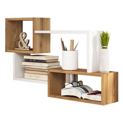 Zidna polica TRIO 54x87 cm hrast wotan/bela